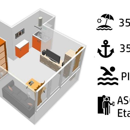 Studio Proche Port Et Plages, Piscine 히에레 외부 사진