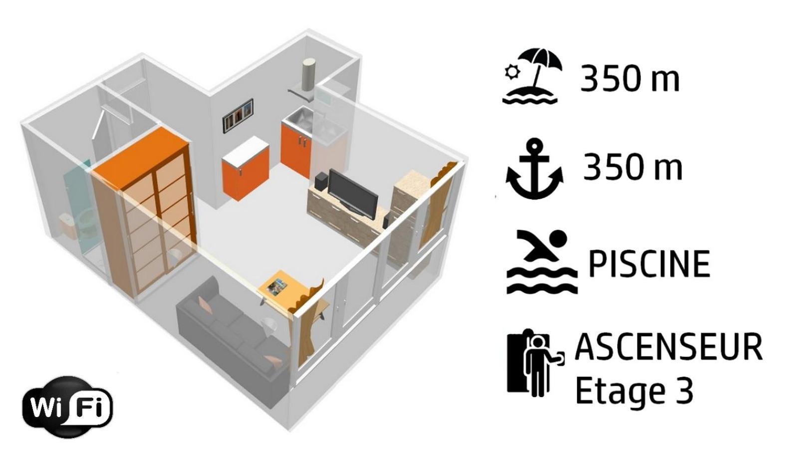 Studio Proche Port Et Plages, Piscine 히에레 외부 사진